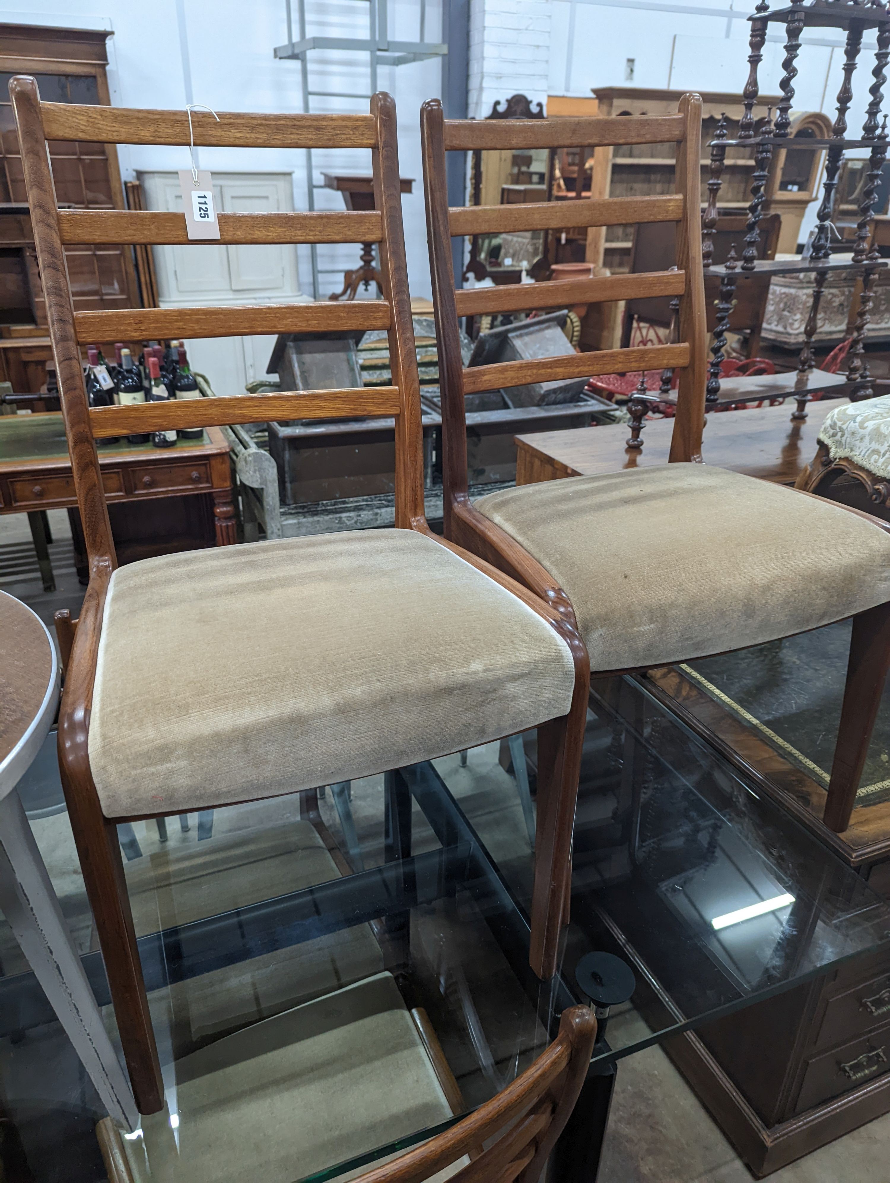 A set of six mid century design G plan teak dining chairs
